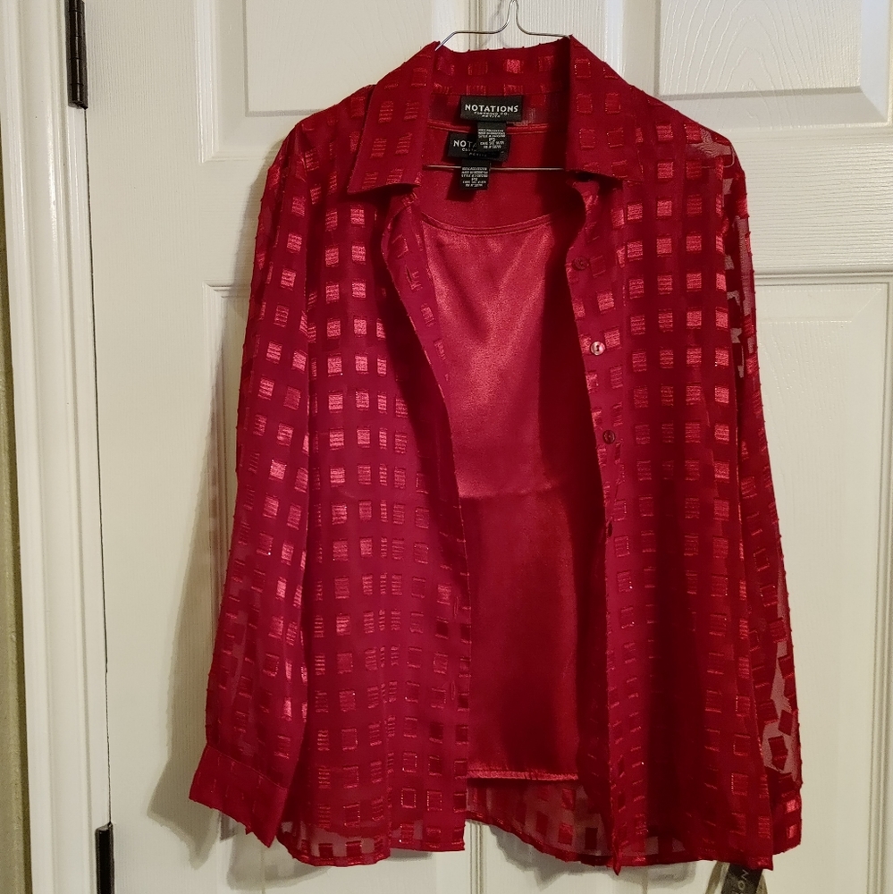 Notations Petite 2pc Shirt set, Cranberry color, size PS.